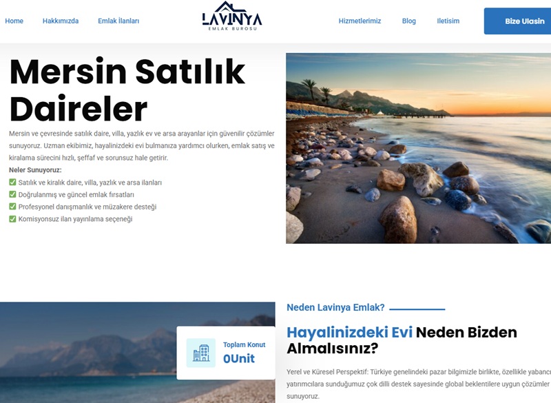Lavinya Emlak Web Sitesi Projesi