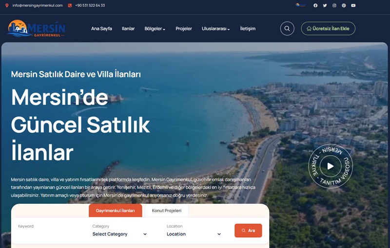 Mersin Gayrimenkul Web Sitesi Projesi